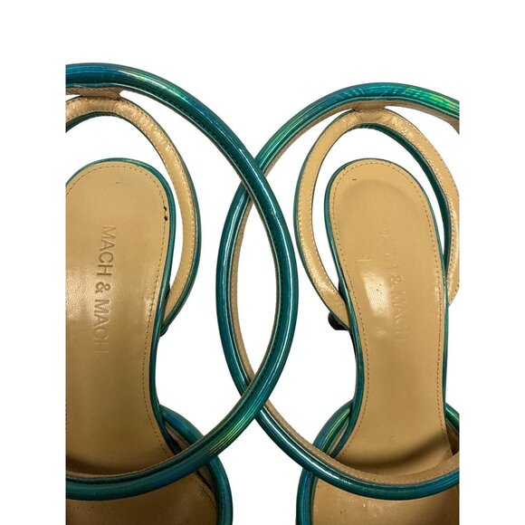 Mach & Mach Pumps Women's Double Bow Ankle Iridescent Leather  EU 36.5 US 6.5 - Picture 9 of 11